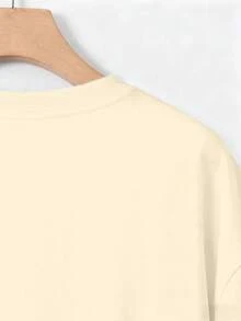 SHEIN 男士标语和赛车印花圆领短袖休闲T恤 - 卡其色 - 查看 4