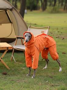 PINCOOL Adjustable High Collar Zip-Up Raincoat, Waterproof & UV Protection, Suitable For Whippet, Italian Greyhound And Other Pets - لون برتقالي - مشاهدة 4
