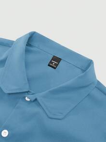 Manfinity Roghcode Men's Casual Short Sleeve Shirt, Pocket Design, Loose Fit, Fashion & Versatile, Suitable For Commuting, Outdoor Activities, College, Holiday Gift - Baby Blue - View 4