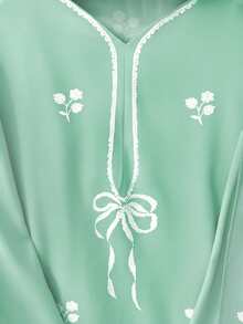 GlowEve New Spring/Summer Women's Fashion Casual Butterfly Print Long Sleeve Robe Dress With Matching Shawl, 2 Pieces Set - Multicolor - View 4