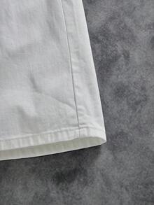 Manfinity ZONE917 Calça jeans masculina casual bordada, solta e de perna larga - Branco - Ver 6