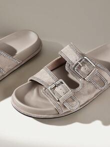 Ladies Commuter Fashion Versatile Daily Travel Casual Sandals - Grey - View 6