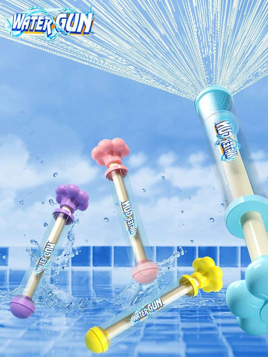Bộ 4 khẩu pháo nước mùa hè, bình chứa nước dung tích lớn có thể kéo ra, thích hợp cho hồ bơi, bãi biển, sân cỏ và công viên nước. - Nhiều màu - Xem 1
