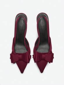 时尚百搭尖头低帮高跟鞋，时尚职业女鞋，优雅女士时尚一脚蹬高跟鞋 - 酒紅色 - 查看 6