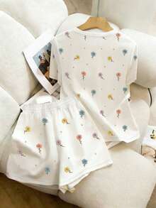 Resyla 2件套“戏剧性”讽刺标语趣味印花女式休闲套装，适合日常穿着 - 彩色 - 查看 2