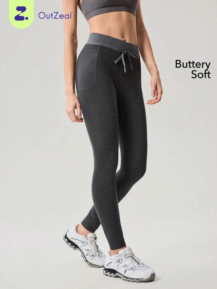 OutZeal Leggings de plein air pour femmes, couleur unie, randonnée, yoga décontracté, doux comme du beurre, taille haute, pantalon de sport, printemps été - Gris foncé - Voir 1
