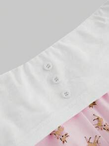 ROMWE J-Fashion 可爱小鹿刺绣蕾丝上衣搭配小鹿印花短裤 - 白色 - 查看 3