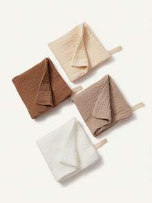 Bộ 4 khăn lau nước bọt cho bé bằng cotton nguyên chất, mềm mại và thấm hút tốt, có thể giặt và tái sử dụng, phù hợp cho cả bé trai và bé gái sơ sinh. - Nhiều màu - Xem 10