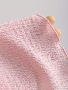 Sweetra French Elegant Asymmetric Shoulder Design Metal Button Accent Textured Knit Dual-Layer Asymmetrical Hem Dress, Fashionable Minimalist Romantic Style For Summer Holiday Party, Young Lady - Pink - View 7