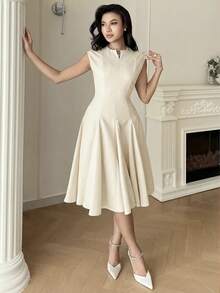 Feyla Women's Short Dress For Daily Wear - Apricot - View 5