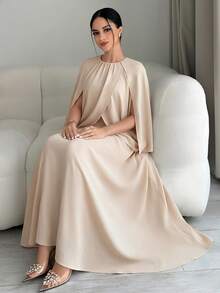 Modelyn 女士春季新款不对称上衣和长裙两件套 - 藕粉色 - 查看 3