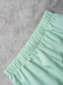 Coolqubz 男童新款夏季印花圆领T恤和褶皱工装裤两件套休闲运动套装 - 綠色 - 查看 5