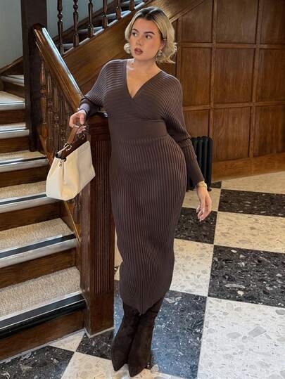 Bethéva Váy len dài tay hở vai cổ chữ V màu trắng thanh lịch gợi cảm cho nữ, thích hợp mặc hàng ngày, đi làm, hẹn hò, thường ngày, tiệc tùng, lễ tạ ơn, giáng sinh Váy midi trắng Váy dài tay màu trắng Váy bó sát màu trắng Váy midi gân cho mùa thu/đông