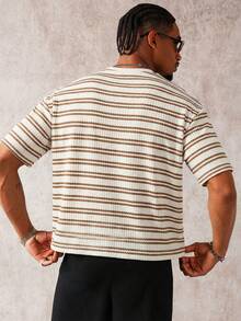 PAVTROS Áo thun nam tay ngắn cổ tròn kẻ sọc, kiểu dáng thường ngày, đa năng. - Nhiều màu - Xem 2