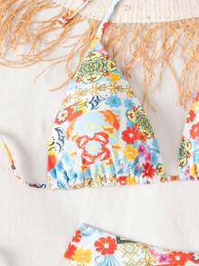 Swim Vcay Bộ bikini hai mảnh họa tiết hoa hình học mùa hè, chất liệu vải dệt kim, kiểu dáng hở lưng gợi cảm, thích hợp cho kỳ nghỉ, tiệc tùng, bãi biển, hồ bơi, năm mới, Giáng sinh. - Nhiều màu - Xem 5