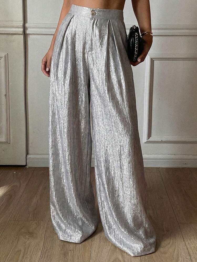 Women's Loose Wide Leg Pants, Elegant Vacation Wear, Spring & Autumn