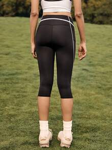 SHEIN 七分瑜伽紧身裤，带口袋 - 黑色 - 查看 2