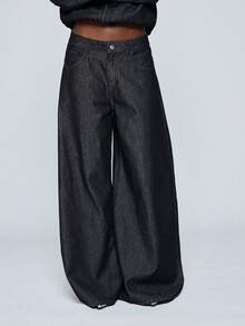 COUREZ LOW RISE SKATER JEANS WITH RED STITCHING - Black - View 4