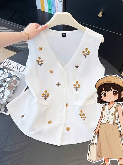 GlowEve CURVE Blusa sin mangas romántica, versátil y casual para mujer de talla grande, adecuada para primavera/verano y uso diario