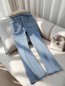 EMERY ROSE Plus Size Women's Vintage Washed Denim Jeans, Spring/Summer - Light Wash - View 2