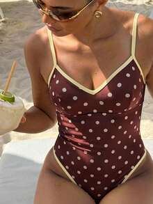 Bonvoyette Women's Polka Dot Print One-Piece Swimsuit - Multicolor - View 1