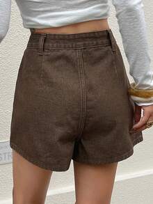 DAZY Women's Regular Waist Casual Brown Denim Shorts Summer - Brown - View 7