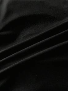 SHEIN 少女夏季纯色侧边褶皱背心 - 黑色 - 查看 4