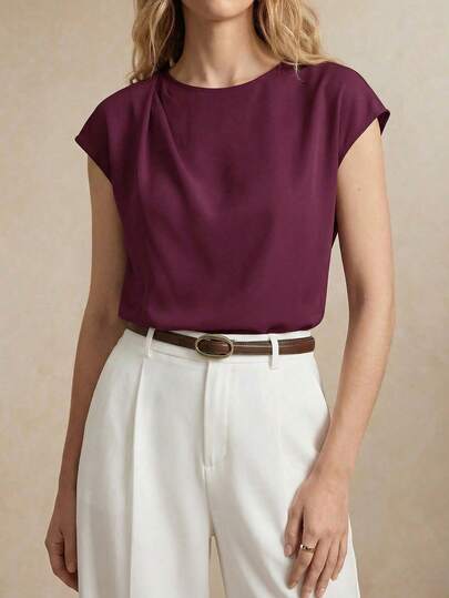 BizChic Blusa de satén de manga corta y holgada para mujer, versátil para uso en verano, adecuada para Pascua, Día de San Patricio, elegante para el transporte urbano, uso casual diario, retro romántico de los 90, vestido de fiesta, playa, graduación, vacaciones, invitada de boda, dama de honor, anfitriona, para múltiples ocasiones