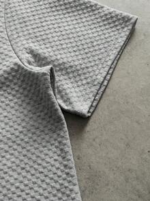 Manfinity Roghcode Men's T-Shirt Set, Knitted Plaid Casual Fashionable Outfit - Grey - View 5