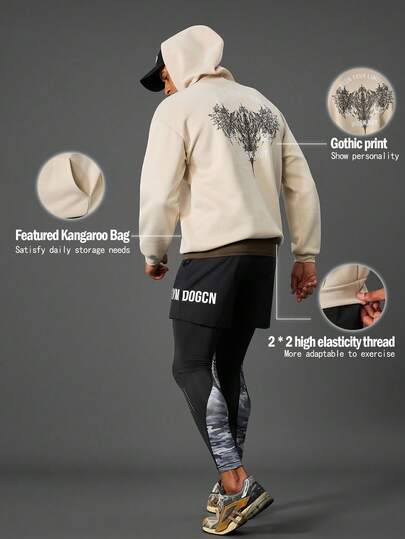Acti Log Men's Graphic Print Sweatshirt, Outdoor, Running, Fitness Sports Gym Outfit Men Loose Gym Clothes Gym Sweatshirt