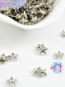 SHEIN 50 piezas de clavos decorativos en forma de estrella de cinco puntas para San Valentín, boda de San Valentín, cumpleaños, decoración de bodas - Plateado - Ver 3