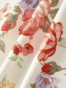 SHEIN MOD 大码女士无袖中长连衣裙，花卉人字纹图案，春夏款，情人节连衣裙，优雅派对连衣裙，下午茶连衣裙，复古连衣裙，伴娘礼服，婚礼及活动连衣裙，女士生日连衣裙，度假连衣裙，碎花连衣裙，束身连衣裙，夏季连衣裙，花园派对连衣裙，田园风连衣裙，春季连衣裙 - 彩色 - 查看 4