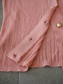 MOTF PREMIUM WOMEN'S BUTTON UP SHORT SLEEVE SWEATER, SPRING/SUMMER - Khaki - View 8