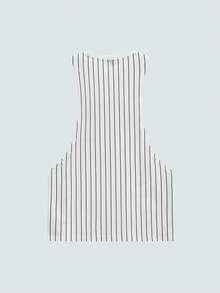 Open Phase 男士条纹字母图案无袖背心，适合锐舞派对、外出游玩，也可作为送给男友的礼物 - 白色 - 查看 2