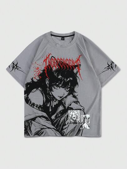 ROMWE MEN 男士纯色字母卡通印花休闲百搭日常短袖T恤