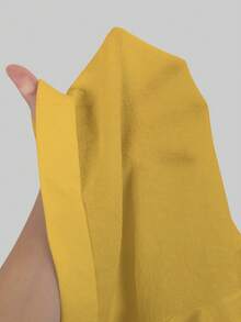 SHEIN LUNE CURVE Plus Size Washed Cotton Cinched Waist Backpocket Button Decor Cropped Women Shorts - Yellow - View 6