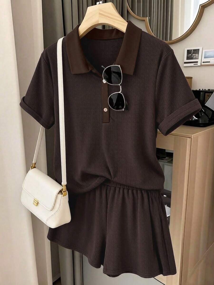 GlowEve CURVE Plus Size Casual Spring Outfit, Suitable For Party & Carnival - Brown - View 1