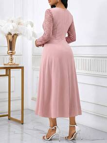 SHEIN Lady Đầm dự tiệc cho nữ, đầm đi nghỉ mát, đầm mùa hè, đầm cho quý cô, đầm hè, đầm mùa hè cho nữ, đầm hè cho phụ nữ - Hồng - Xem 2