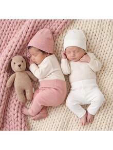 SHEIN 2条装女童休闲纯色弹力腰针织裤 - 彩色 - 查看 2