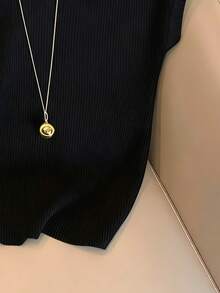 Resyla Women's Solid Color V-Neck Knit Casual Ribbed Pullover Sweater - Black - View 4