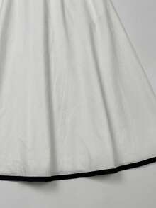 SHEIN Franclia Robe portefeuille élégante à taille ajustée et évasée avec contraste de couleurs pour femmes - Blanc - Voir 6