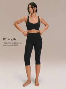 Quần legging FeatherFit™ Peak Energy cạp cao 17 inch, có túi bên hông, thấm hút mồ hôi, mềm mại như bơ, co giãn tốt, thích hợp cho yoga, pilates, tập gym, tập luyện hàng ngày. - màu đen - Xem 5
