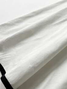 SHEIN Franclia Robe portefeuille élégante à taille ajustée et évasée avec contraste de couleurs pour femmes - Blanc - Voir 5