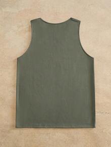 Mainfolk 3 Pcs Men's Tank Tops,Summer Casual Gym Muscle Tee,Loose Fit Round Neck Sleeveless Shirts,Army Green Solid Black White Undershirt, Daily Wear - Multicolor - View 3