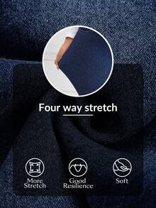 SHEIN Maternity Casual Patchwork Stretchy Knit Skinny Fit Jeans - Dark Wash - View 4