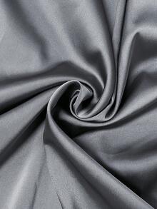 GlowEve CURVE Plus Size Solid Color Front Button Belted Waist Elegant Short Sleeve Dress - Grey - View 6