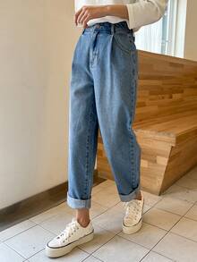 DAZY 女裝牛仔褲有口袋 - 中等水洗藍 - 查看 5