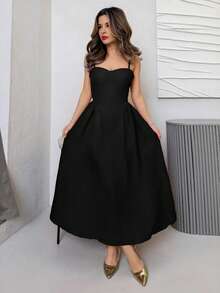 Jemour Elegant Women Long Tulle Dress, Suitable For Casual Date, Outing, Nightclub Party, Autumn Season,Summer Dresses For Women - Black - View 1