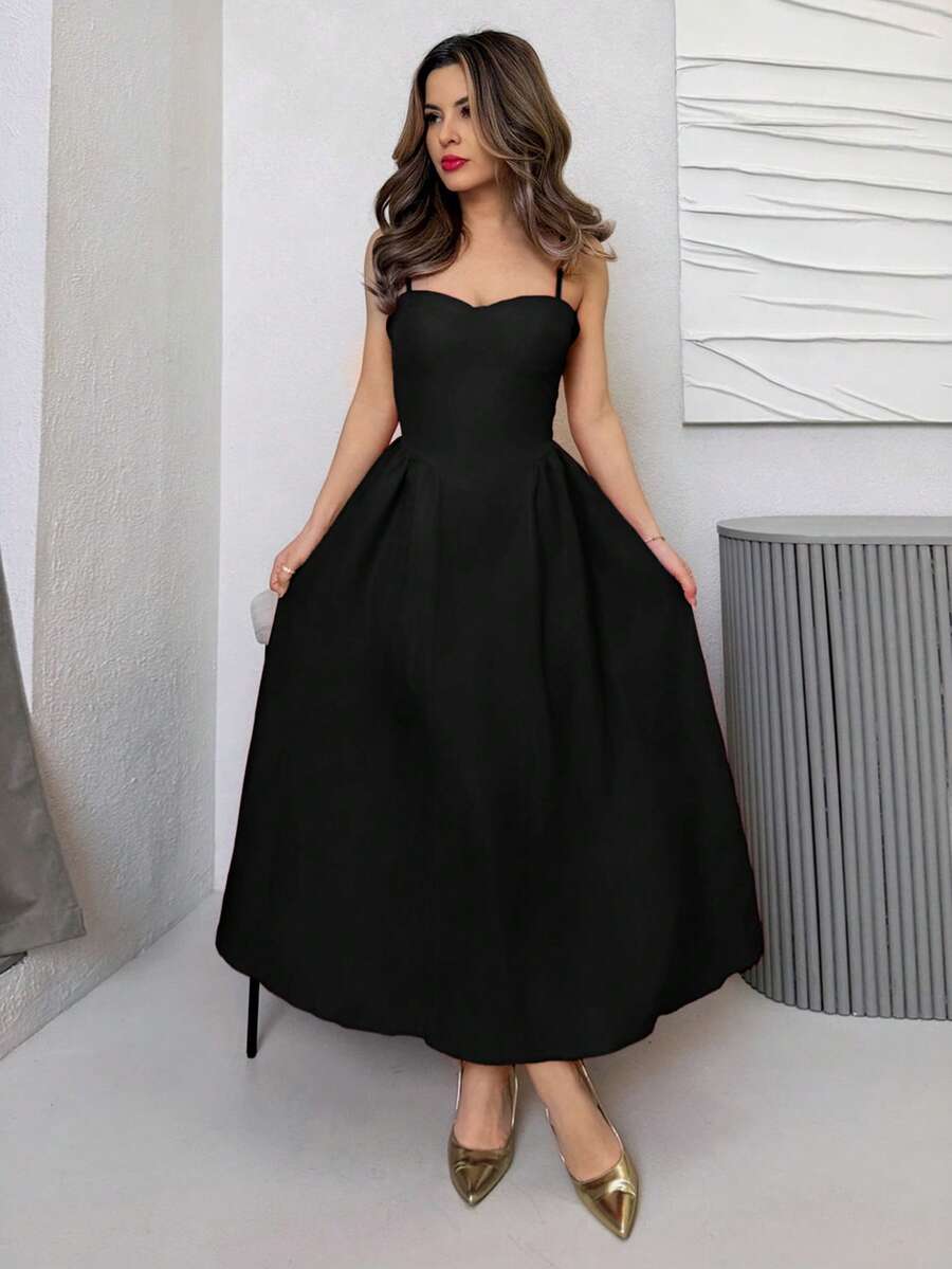 Jemour Elegant Women Long Tulle Dress, Suitable For Casual Date, Outing, Nightclub Party, Autumn Season,Summer Dresses For Women - Black - View 1