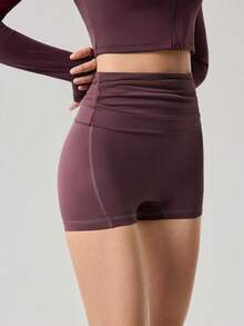 OutZeal 女士运动紧身裤瑜伽健身柔软弹力可折叠腰带运动裤 - 酒紅色 - 查看 7